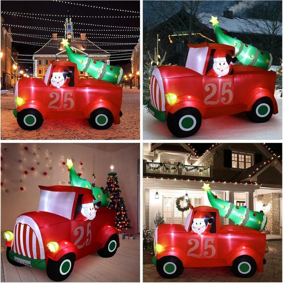 ⚡7.8FT Christmas Inflatable Red Car Built-in LED Light Yard Outdoor Decorations - Picture 9 of 9